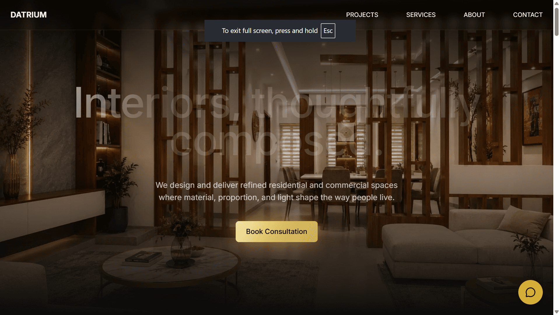 Interior design studio website preview